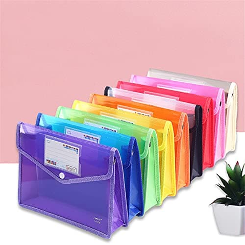 A4 Plastic Wallet, Popper Wallet Plastic Document Folder Premium Pockets, Clear Plastic File Folders Holder Organizer, with Snap Closure and Card Slot for School Home Work Office, Waterproof — view 2