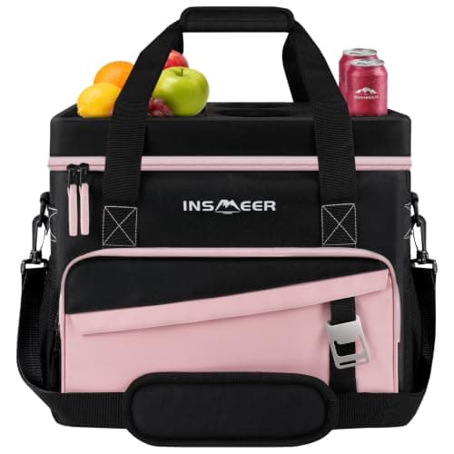 INSMEER Large Cool Bag 55 Cans 40L Foldable with Hard Top&Cup Holders