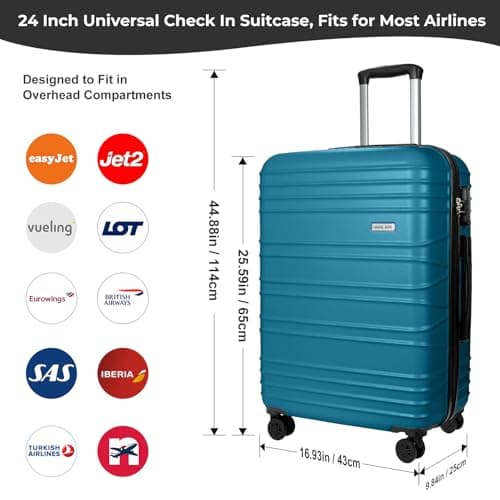Luggage Depot 24 Inch Suitcase with TSA Lock, Spinner Wheels, Ice Blue — view 2