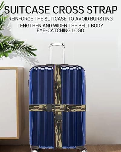 ASJHFDIR Luggage Straps for Suitcases, Adjustable Travel Belt, Durable Wide Luggage Strap, Cute Suitcase Strap Identifiers with Buckle, Bag Straps for Luggage, Classic Camouflage — view 5