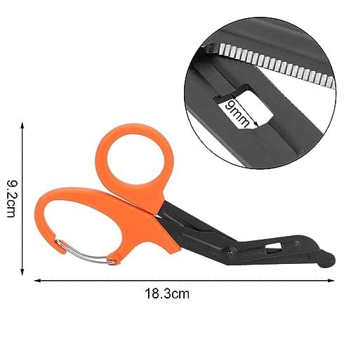 Stealth Black Coated First Aid Scissors, Stainless Steel Safety Scissors for Bandages, Gauze & Tape, Rounded Tip Emergency Scissors for First Aid Kit, Home, Travel & Workplace (Black & Orange, 19cm) — view 5
