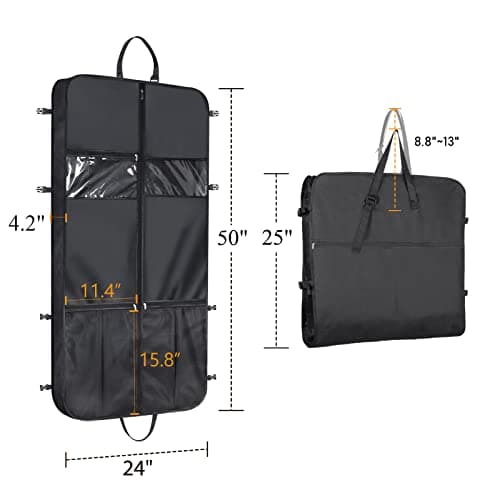 Univivi Suit Carriers for Men, Garment Bag for Travel, 50in Suit Bag, Black — view 2