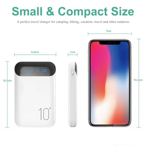 Portable Charger 10000mAh Slim USB C Input and Output Power Bank with LED Display Lightweight External Battery Pack Compatible for iPhone 14/13/12, iPad, Samsung etc. (white(mini)) — view 5