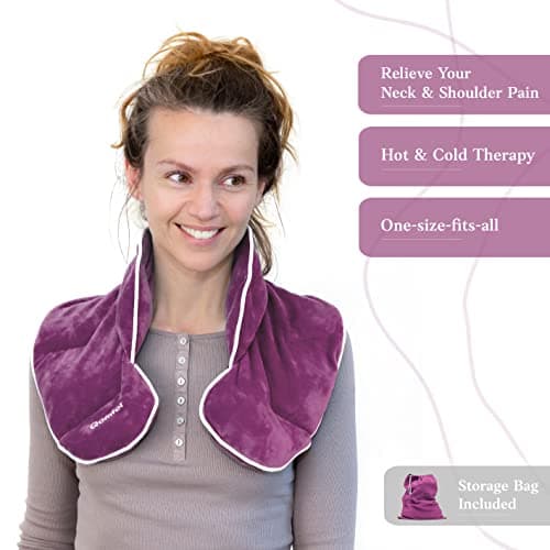 Qomfor - Microwavable Wheat Bag - Maroon Purple, Lavender Scent - 1.5kg Weighted Neck/Shoulder Wrap - Heating Pad - Hot/Cold Therapy, Stress Relief, Arthritis Pain, Muscle Tension, Headache — view 2