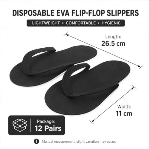 Beavorty Disposable Slippers for Women Men Foldable Pedicure Shower Shoes Quick Dry Non-Slip Bathroom Slides for Travel Hotel Spa Dorm and Home 12 Pairs — view 5