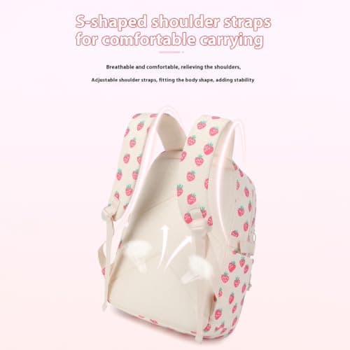 HiTotes Coquette Backpack School Bag for Girls 3Pcs Set Strawberry Backpack Kawaii Daypack for Secondary Primary Middle School — view 5