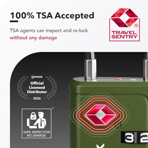 TSA Luggage Locks with Alert Indicator – 4-Digit Travel Padlocks with Flexible Cables for Suitcases, Backpacks & More – Suitcase Locks, 2-Pack, Green — view 3