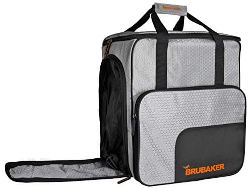 BRUBAKER Combo Set CarverTec Pro - Ski Bag and Ski Boot Bag for 1 Pair of Skis + Poles + Boots + Helmet - Silver Orange - 66 7/8 Inches / 170 Cm — view 4