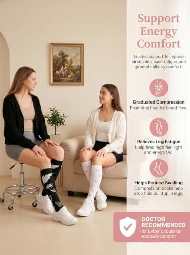 6 Pairs Compression Socks for Women and Men,15-20 mmHg Travel Flight Socks — view 2