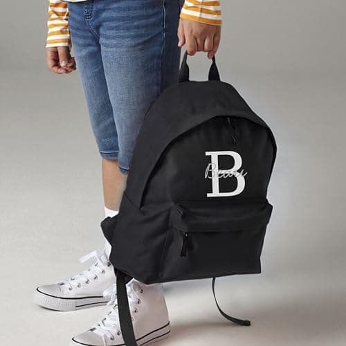 Personalised Backpack with Custom Initial and Name Rucksack, Customised Bag For School Primary High Preschool Nursery College Holiday Hand Luggage Kids Children Work Bag Back Pack - Maroon Large — view 3