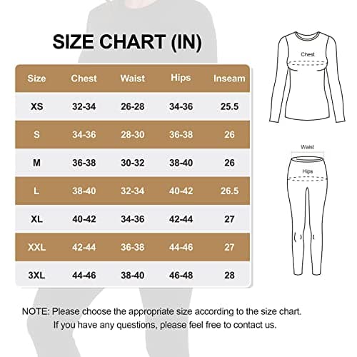 SIHOHAN Womens Thermal Underwear Set Fleece Lined Tops Bottoms Black — view 5