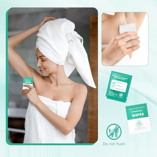 200 Count Deodorant Wipes Bulk, Individually Wrapped Underarm & Body Wipes, Travel Size for Men & Women, Alcohol Free, Cucumber & Peppermint, for Gym Travel Camping Hygiene Kits — view 6