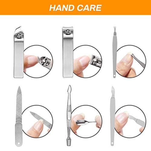 Manicure Set, CestMall 21pcs Nail Clippers Pedicure Kit Stainless Steel Professional Manicure Kit for Men Women Nail Care Tools Personal Home Travel Grooming Kits with Leather Case (Black) — view 5