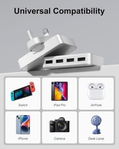 USB Charger Plug 4 Port, Multi Device USB Wall Charger Adapter — view 4