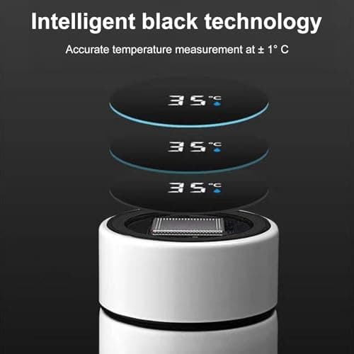 500ML Coffee Cups Travel Mugs with Temperature Display, Stainless Steel Vacuum Insulated Water Bottle with Inner Tea Strainer, Portable Travel Cup, 12-Hour Thermal Insulation 500ml Dark — view 6