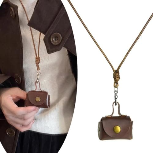 Necklace Pouches with Leather Materials for Coin Storage, Black — view 2
