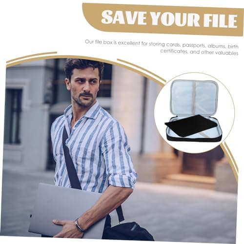Healeved Document Bag and Large Storage Capacity 2pcs with Combination Lock Multi-Layered Gorsgrain Organizer Secure Document Storage Wallet for Travel and Home Use for Valuables — view 3