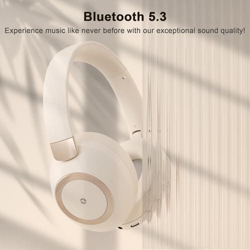 Headphones Wireless Over Ear Headphones, Fast Charging for Travel (White) — view 4