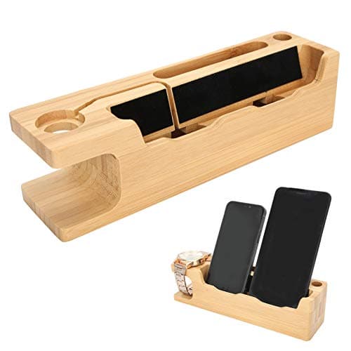 SUPYINI Bamboo charging stand holder for Watch and phone, portable desk — view 4