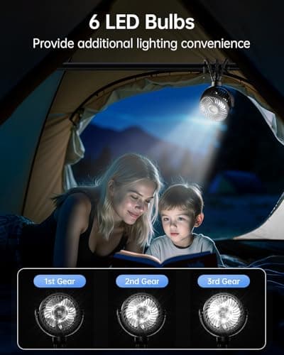 Bearwind Pram Fan, Rechargeable 4-Speed Clip On Fan, Digital Display, Black — view 6