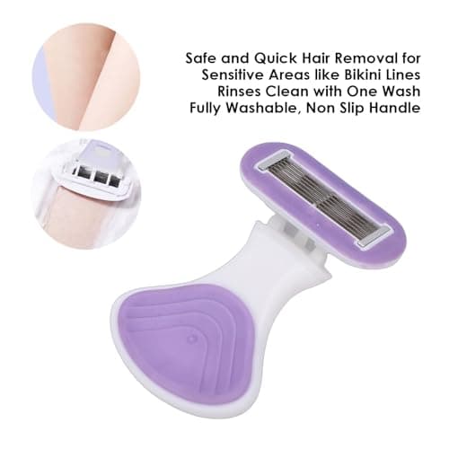 Maqulae Women Travel Mini Shaving Kit, 6 Layer Cutters Portable Travel Shaving Kit with Foldable Non Slip Handle 3 Refills, for Smooth Hair Removal (Purple) — view 2