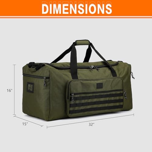 125L Extra Large Travel Duffle Bag for Men Women, Heavy Duty Sports Holdall Gym Bag with Shoulder Strap, Tactical Equipment Duffel Bags for Military, Weekend, Overnight, Camping, Green — view 6