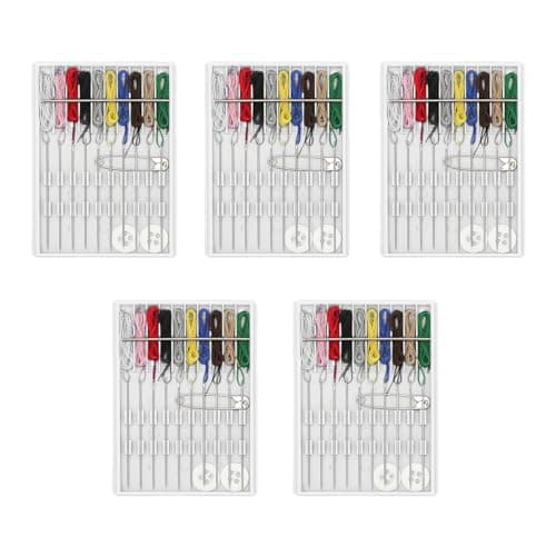 5 PCS Pre-Threaded Needle Kit, Pre Threaded Needle Travel Sewing Kit, Easy Pre Threaded Needle and Thread, for Hotel Home Travel and Emergency Use