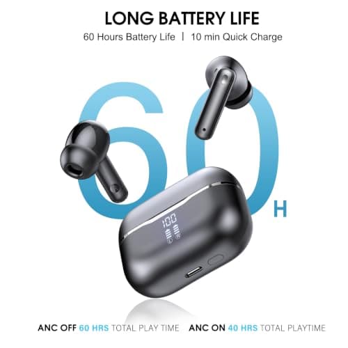 AI Adaptive Noise Cancelling Wireless Earbuds Bluetooth 6.0 Headphones 60H — view 6