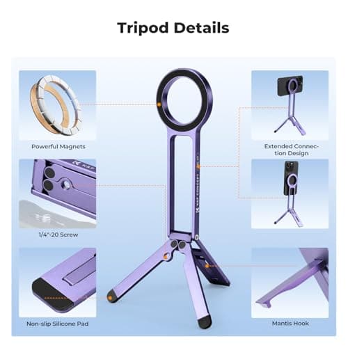 K&F CONCEPT Magnetic Phone Tripod Stand, Smartphone Holder Desk Stand — view 5