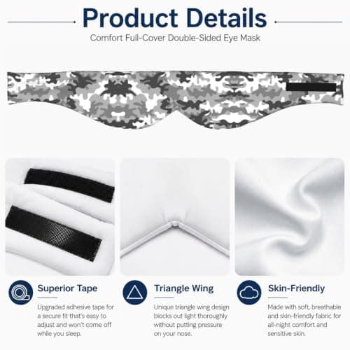 Digital Camo Print Sleep Mask Wide Wraparound Reversible Light Blocking Travel Fit — view 4
