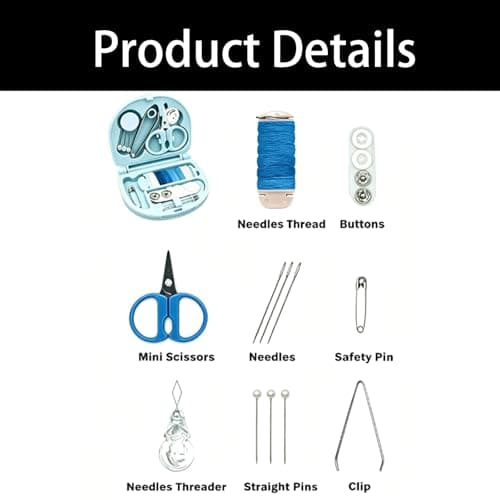 2 PCS Mini Travel Sewing Kit, Portable Emergency Pocket Sewing Kit with Needles, Threads, Scissors, Buttons, Tweezers, Needle Threader, Compact DIY Repair Set for Clothes, Accessories, Beginners, — view 3