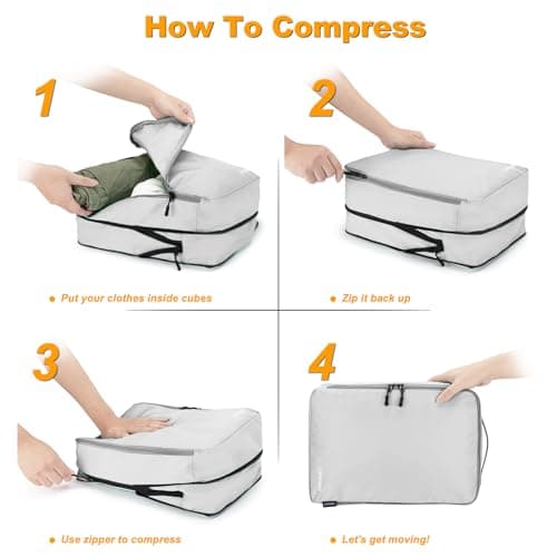 Compression Packing Cubes, Lumesner 8 Set Travel Essentials Packing Cubes for Carry on Suitcases, Compression Suitcase Organizers Bag Set & Travel Cubes (8-piece,Grey) — view 4