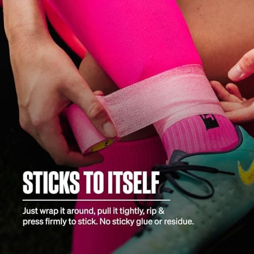 SPORTTAPE Football Sock Tape - 2 Rolls, 5cm x 4.5m, Pink - Self-Adhesive — view 2