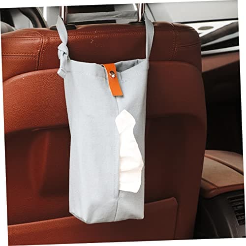 Cabilock Car Tissue Bag Wall Hanging Tissue Holder Gray Canvas Backseat Organizer for Cars and Travel — view 3
