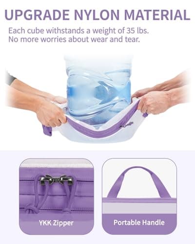 ECOHUB 6pcs Compression Packing Cubes Set for Backpack Suitcases, Expandable Travel Organiser with Shoes Bag, Ultra-resistant Packing Organiser for Carry On Luggage, Purple (Patent Pending) — view 3