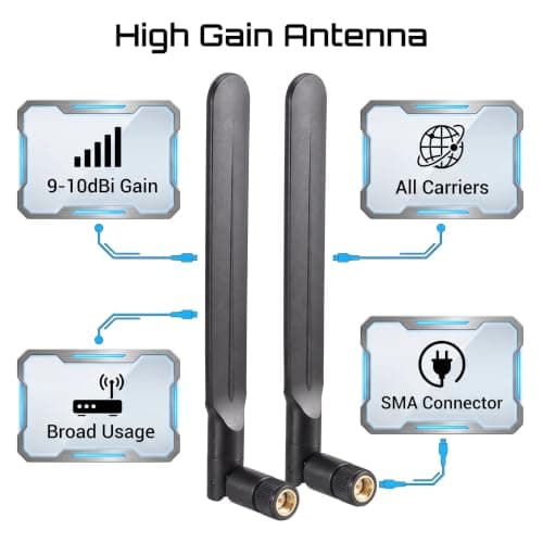 2-Pack 4G LTE Antenna 10dBi SMA Male – High Gain Cellular Signal Booster for Router Hotspot Modem, Trail Game Camera, Vehicle Tracker, Industrial IoT M2M RTU DTU Gateway (AT&T/Verizon/T-Mobile/Bell) — view 2