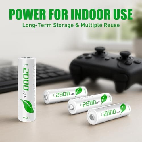 WENJOOP Rechargeable AA Batteries and Charger Bundle, 8 AA 2800mAh NiMH Batteries + 8-Slot AA AAA NiMH NiCd USB-C Charger, 1.2V Battery Charging Set — view 6
