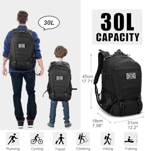 Jueachy Military Tactical Backpack 30L Water Resistant Rucksack for Men — view 3