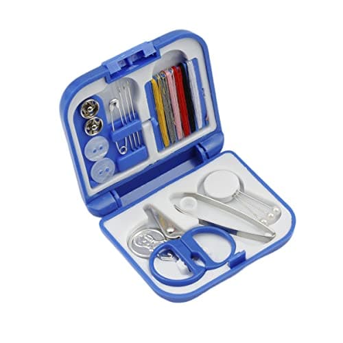 Folding Portable Sewing Set Mini Sewing Kit Box, Outbound Travel Sewing Overlock Repair Tool Set (Royal Blue)
