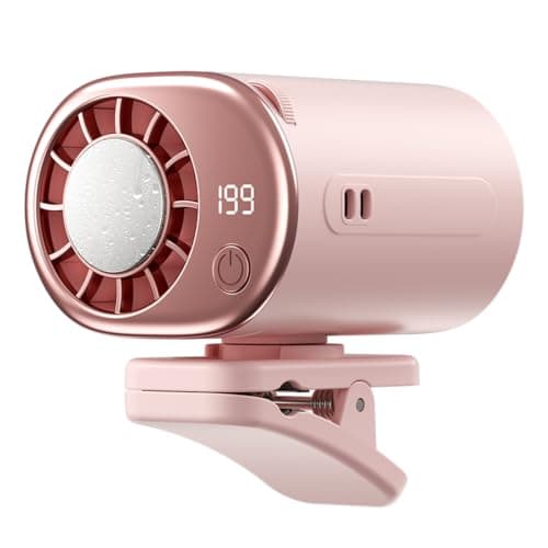 USB Car Clip Cooler Fan with LED Display (Pink)