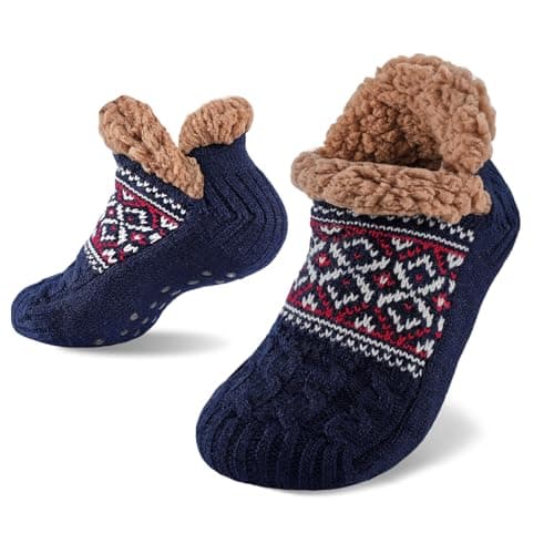 Niorasen Slipper Socks for Men/Women, Thick Thermal Non-Slip, Size 5-11