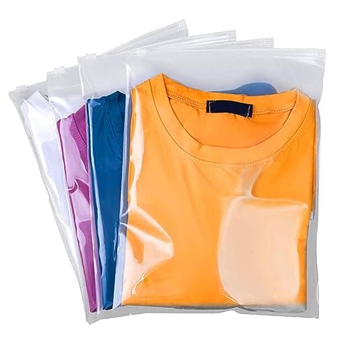 QISF 50 Pack Reusable Ziplock Bags for Clothes，40 x 30cm Large Plastic Hospital Bags，Travel Clothe Storage Bags，Clear Seal Bags Waterproof Luggage Organiser for Clothes Garment School（without Hole）
