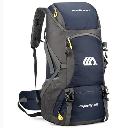 Ezmina 50L Hiking Backpack Waterproof Camping Backpack Hiking Daypack Travelling Backpack for Men and Women Large Rucksack for Climbing Travel Touring Skiing Trekking Outdoor Sport — view 2
