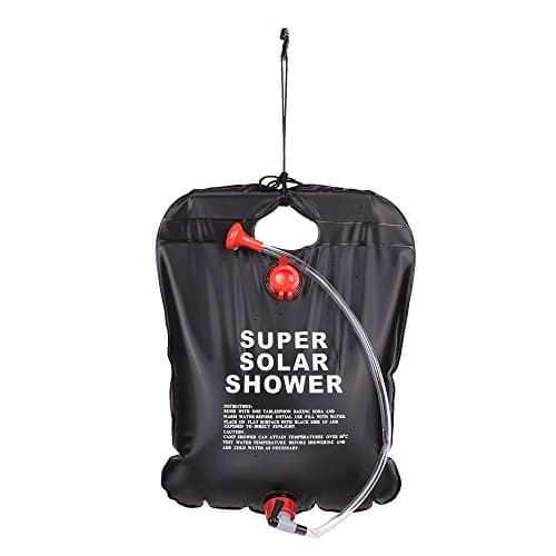 Domary 10L Solar Camp Shower Bag Portable Outdoor Shower Water Bag with Tap for Camping Hiking Travel Made From Non PVC Material Black 2.5 Gallon