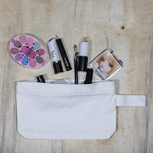 Organic Cotton Canvas Zipper Pouch - Heavy Duty Canvas Tool Pouch - Sturdy Canvas Coin Bag - White Makeup, Cosmetic, Toiletries, Stationery, Pencils, Travel, Fabric Zipper Bag (4 White) — view 3