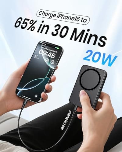 Riapow Magnetic Power Bank 10000mAh, Slim Magnet Wireless Portable Charger — view 4