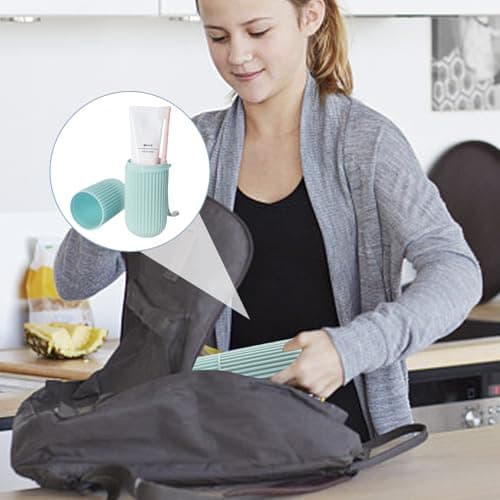 Travel Toothbrush Storage - PP Portable Wash Cup Organizer Large Capacity, Multifunction Hygiene Carry Case Container, Compact Personal Care Packing Solution, Split Design Case with Separate Dry Wet S — view 2