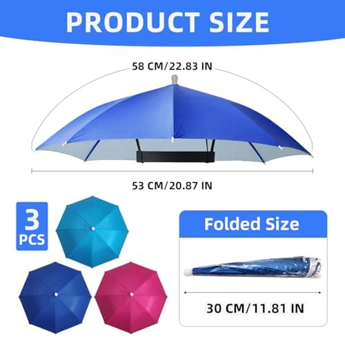 Joytey 3 PCS Head Umbrella Hats Mini Umbrella Caps with Elastic Headband Small Camouflage Umbrellas Adults Foldable Hands-free Umbrellas for Outdoor Garden Fishing Hiking Camping Climbing — view 2