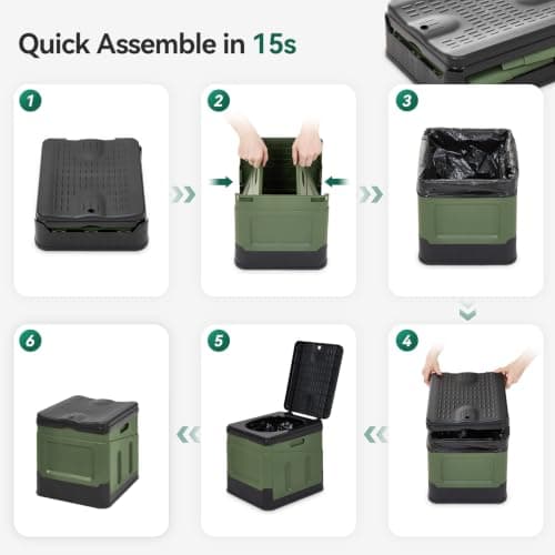 Warmiehomy Portable Camping Toilets for Adults, with Toilet Bags, Green — view 4