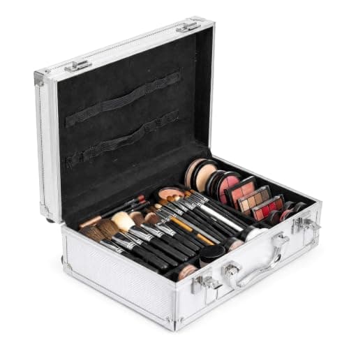 EVERGOODS Aluminum Makeup Train Case Lockable Cosmetic Tool Box Handle